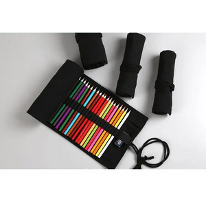 Colorful Roll Up Pencil Case Canvas Flowers Style Colored Pencils Wrap Multi-Purpose Pen Holder Cute Case