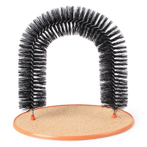 Comfortable Arch Cats Massager Pet Cat Itching Grooming Supplies Round Fleece Base Kitten Bristle Ring Brush and Carpet Base Groomer Massager Scratcher for Controlling Shedding Healthy Fur and Claws Toy Scratching Device Brush for Pets