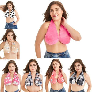 Comfortable Women Towel Bra Chest Hanging Neck Wrapped Big Bra Breastfeeding Lightweight Ladies Towel Bra