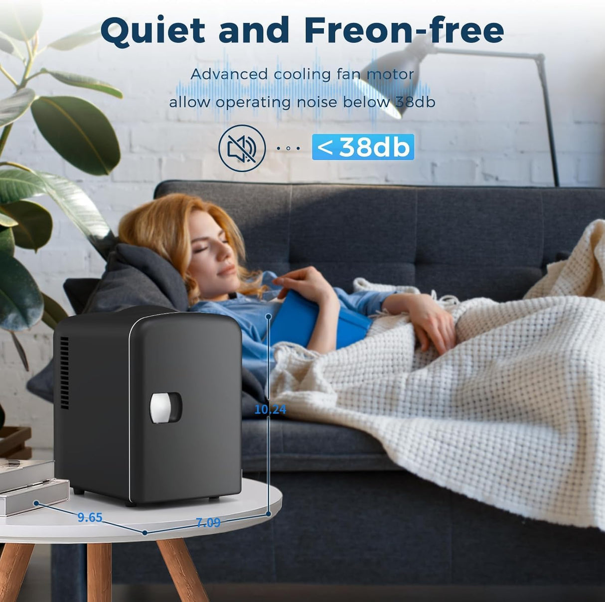 Compact Refrigerator, Portable Mini Fridge, Skin Care 4L Capacity/6 Cans F3404