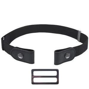 Cool Buckle-Free Stretch Elastic Waist Belt Unisex Style No Buckle Fashion Waistbands For Men And Women Simple Black Stretch Belt Invisible Elastic Belt For Jeans Pants Dresses