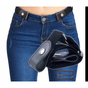 Cool Buckle-Free Stretch Elastic Waist Belt Unisex Style No Buckle Fashion Waistbands For Men And Women Simple Black Stretch Belt Invisible Elastic Belt For Jeans Pants Dresses