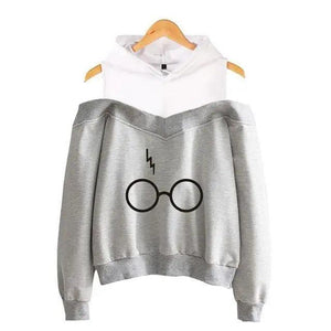 Cool Glasses Printed Hip Hop Off-Shoulder Hoodies Casual Sweatshirt Fashion Hoodie Women Clothing Lightning Scar Glasses Line Drawing Print Hoodie Women Stripes Long Sleeve Hooded Sweatshirts Pullover Pocket Cute Girls School Casual Hoodies
