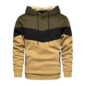 Cool Men's Patchwork Hooded Sweatshirt Hoodies Sport Clothing Casual Loose Fleece Warm Streetwear Modern Male Fashion Autumn Winter Outwear  Long Sleeve Pleated Comfy Round Neck Mens Sweatshirts Workout Sport Casual Hoodie