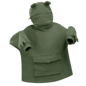 Cool Women Hoodie Perfect Sleeping Frog Pullover Winter Sense Hooded Modern Casual Sweatshirts Cute Funny Style Comfortable Frog Pullover Hoodie For Women