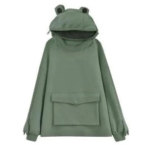 Cool Women Hoodie Perfect Sleeping Frog Pullover Winter Sense Hooded Modern Casual Sweatshirts Cute Funny Style Comfortable Frog Pullover Hoodie For Women