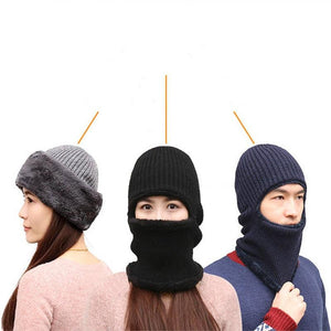 Coral Fleece Winter hat Beanies Hat Scarf Warm Breathable Wool Knitted Hat For women Double Layers Protection Cap Mask Scarf Hat Set Outdoor Sport Warm Beanies Hat For Men Knitted Hats Bandana Hiking Camping Kid Neck Warmer Cap
