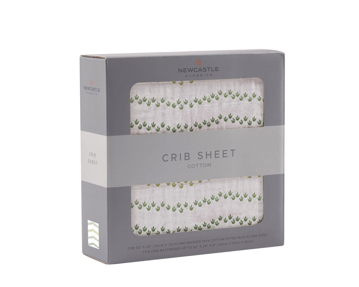 Cotton Muslin Crib Sheet Dino Feet Baby Fitted Sheet