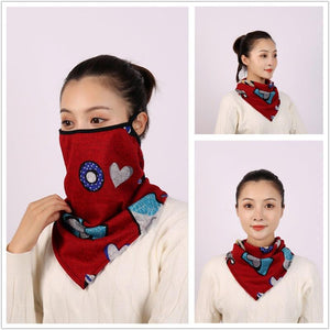 Cotton Women Mask Scarf Face Mascarillas Wraps Floral Print Lady Warm Neck Scarves Foulard Bandana Reusable Outdoor Riding Masks Scarf Neck Gaiter Headwear Headband Head Wrap Scarf Mask Neck Ear Warmers Headbands Perfect Bandana