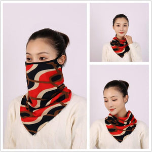 Cotton Women Mask Scarf Face Mascarillas Wraps Floral Print Lady Warm Neck Scarves Foulard Bandana Reusable Outdoor Riding Masks Scarf Neck Gaiter Headwear Headband Head Wrap Scarf Mask Neck Ear Warmers Headbands Perfect Bandana