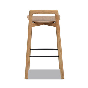 Counter Stool with Low Back and Black Iron Footrest