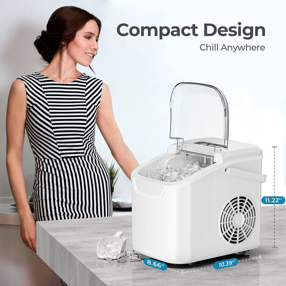 Countertop Ice Maker, 26 lbs/Day ice Production 58012RIM0