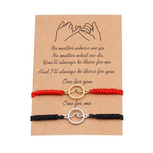 Couple Magnets Bracelets Ocean Waves Charm Pinky Promise Bracelets Adjustable For Women Men Friendship Valentine's Day Couple Bracelet For Women Love Friendship Rope Braided Distance Bangle Magnetic Bracelets Paired Jewelry Bracelet
