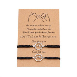 Couple Magnets Bracelets Ocean Waves Charm Pinky Promise Bracelets Adjustable For Women Men Friendship Valentine's Day Couple Bracelet For Women Love Friendship Rope Braided Distance Bangle Magnetic Bracelets Paired Jewelry Bracelet