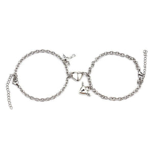 Couples Heart Shaped Magnet Attraction Bracelet Stainless Steel Angel Wing Lock Chain Heart Shape Magnet Charm Matching Magnetic Link Chain Bracelet For Women Men Gift For Valentines Day