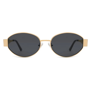 SOJOS Retro Oval Sunglasses for Women Men Trendy Sun Glasses Classic Shades UV400 Protection SJ1217 Gold/Grey