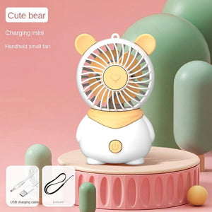 Creative Cartoon Bear Desktop Mini Fans Big Wind Desktop Portable USB Charging Handheld Fan Portable Air Conditioning Handheld Cooling Fan Charging Usb Fan Portable Handheld Fan