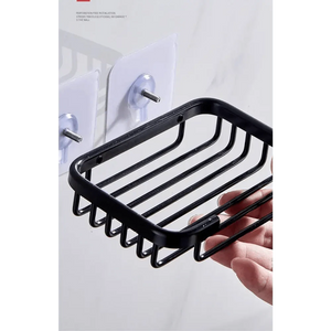 Creative Drill Free Soap Dish Holder Wall Mounted Storage Rack Toilet Soap Box Sponge Dish Bathroom Accessories Soap Dish Holder with Loofah Bath Sponge Towel Razor Holder for Bathroom Shower Kitchen Adhesive Wall Mounted No Drilling