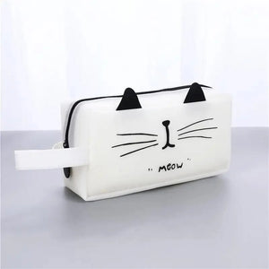 Creative Leather Black Large Capacity  Pencil Pouch For Students Unique Colors Stationery Office Pencil Cases