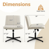 Criss Cross Legged Chair No Wheels 120 ° Rocking Adjustable Height-Beige