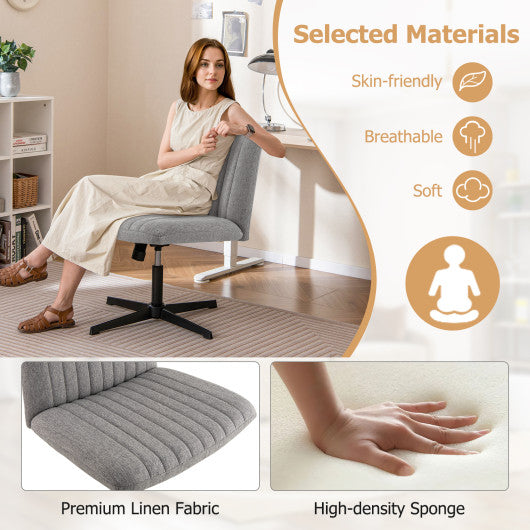 Criss Cross Legged Chair No Wheels 120 ° Rocking Adjustable Height-Gray