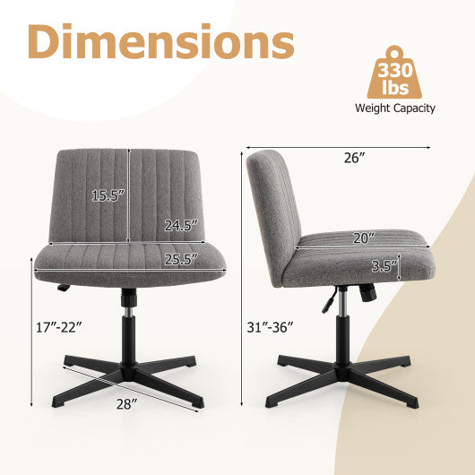 Criss Cross Legged Chair No Wheels 120 ° Rocking Adjustable Height-Gray