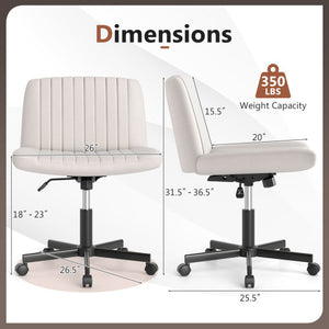 Criss Cross Chair with Wheels Cross-Legged Swivel Desk Chair with Soft-Padded Wide Seat-Beige