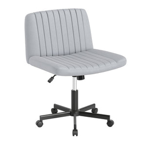 Criss Cross Chair with Wheels Cross-Legged Swivel Desk Chair with Soft-Padded Wide Seat-Gray