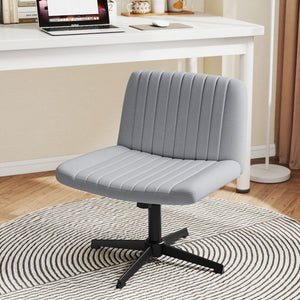Criss Cross-Legged Swivel Desk Chair No Wheels-Gray