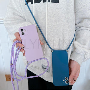 Crossbody Necklace Strap Cord Phone Case For Xiaomi 12 Lite 12t 11 Lite 5g Ne Redmi Note 11 12 Pro A1 10a 10c Soft Cover Silicone Stylish Cord Strap Rope Shell Shockproof Bumper Phone Case Lanyard Cover