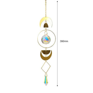 Crystal Ball Star Moon Sun Ring Rainbow Catcher Crystal Pendant Hanging Crystal Sun catcher Ornament Prism Stone Beads Ornament Home Window Wind-chimes Car Decoration