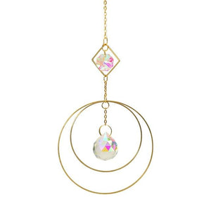Crystal Ball Star Moon Sun Ring Rainbow Catcher Crystal Pendant Hanging Crystal Sun catcher Ornament Prism Stone Beads Ornament Home Window Wind-chimes Car Decoration