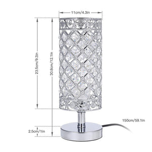 Crystal Bedside Table Lamp Sliver Bedroom Nightstand Light 220v/E27 Bulb Base Decorative Table Lamp Cute Study Lamps for Bedroom Décor Dresser Table Decoration