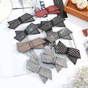 Crystal Big Bow Barrettes Hair Clips For Women Ponytail Holder Girls Hair Accessories Rhinestone Hairpins Fashion Hairgrips Band Accessories For Party