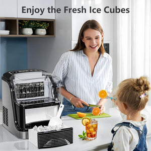 Cubic Ice Maker Machine,33 Lbs/24 Hrs,1.3 Lbs Ice Storage Capacity ,Black