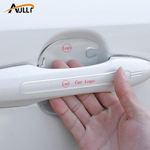 Custom Logo Car Door Sticker Scratches Resistant Cover Auto Handle Protection Film Anti-Scratch Invisible Car Door Handle Stickers Fit for Mercedes Benz Carbon Fiber Protection Film Anti-Collision Protection Exterior Accessory Car Decor Car Stickers