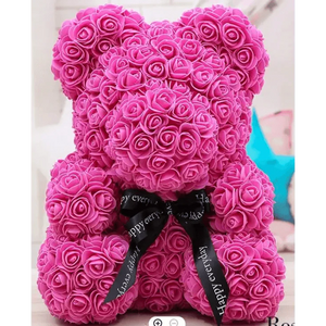 Cute artificial rose flower teddy bears gift box for home decor - Christmas Valentine's Day wedding day presents