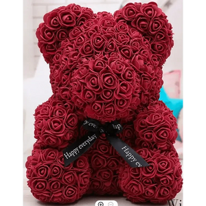 Cute artificial rose flower teddy bears gift box for home decor - Christmas Valentine's Day wedding day presents