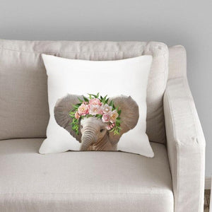 Cute Baby Animals Pattern Pillow Case Cotton Linen Cushion Cover for Home Sofa Pillow Covers, Cushion Covers Tiger Bunny Rabbit Horse Sheep Bear With Head Flowers Decorative Velvet Pillow Covers 45X45CM
