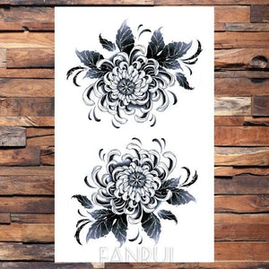 Cute Black Birds Temporary Waterproof Stickers Tattoo Flower Body Elegant Bird Butterfly Style For Womens