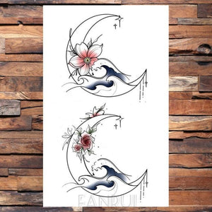 Cute Black Birds Temporary Waterproof Stickers Tattoo Flower Body Elegant Bird Butterfly Style For Womens