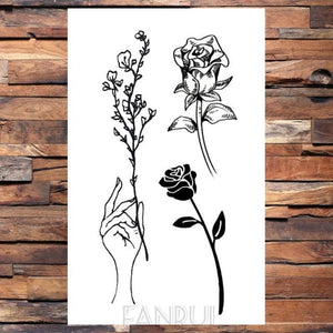 Cute Black Birds Temporary Waterproof Stickers Tattoo Flower Body Elegant Bird Butterfly Style For Womens