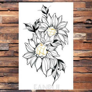 Cute Black Birds Temporary Waterproof Stickers Tattoo Flower Body Elegant Bird Butterfly Style For Womens