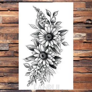 Cute Black Birds Temporary Waterproof Stickers Tattoo Flower Body Elegant Bird Butterfly Style For Womens