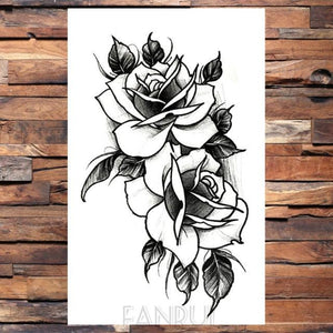 Cute Black Birds Temporary Waterproof Stickers Tattoo Flower Body Elegant Bird Butterfly Style For Womens