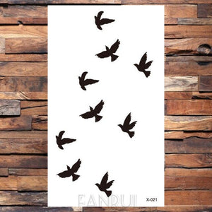 Cute Black Birds Temporary Waterproof Stickers Tattoo Flower Body Elegant Bird Butterfly Style For Womens