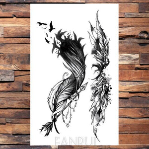 Cute Black Birds Temporary Waterproof Stickers Tattoo Flower Body Elegant Bird Butterfly Style For Womens