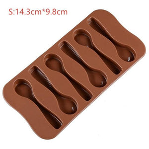 Cute Cake Mold Good Quality Chocolate Six Spoons Mould Mold Silicone Baking Cake Decorating Topper Candy Spoon Shape Mold Food Grade Silicone Cake Molds Chocolate Ice Jelly Mold Party Decor Homemade Cupcake Candy Bake Ware Baking Tool