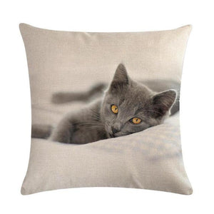 Cute Cat Sofa Decorative Cotton Linen Cushion Cover Pillow Cases Square Pillow Covers Cat Cotton Linen Decorative Cushion Covers For Home Throw Pillow Home Decor Pillowcover 45x45CM