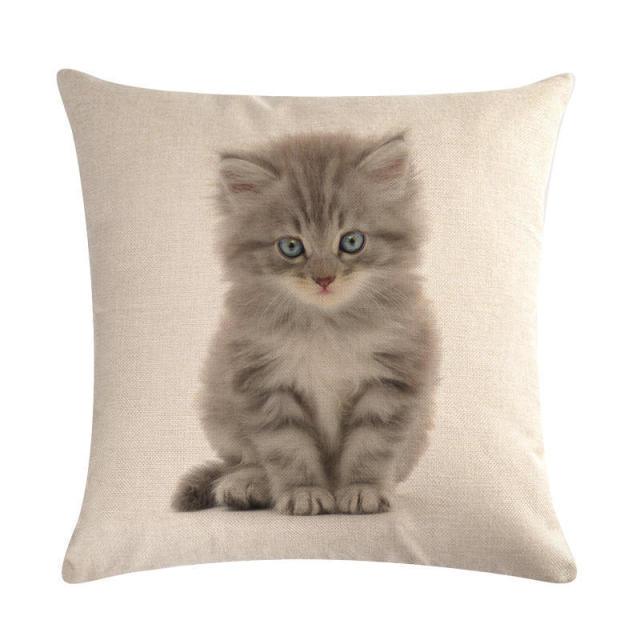 Cute Cat Sofa Decorative Cotton Linen Cushion Cover Pillow Cases Square Pillow Covers Cat Cotton Linen Decorative Cushion Covers For Home Throw Pillow Home Decor Pillowcover 45x45CM